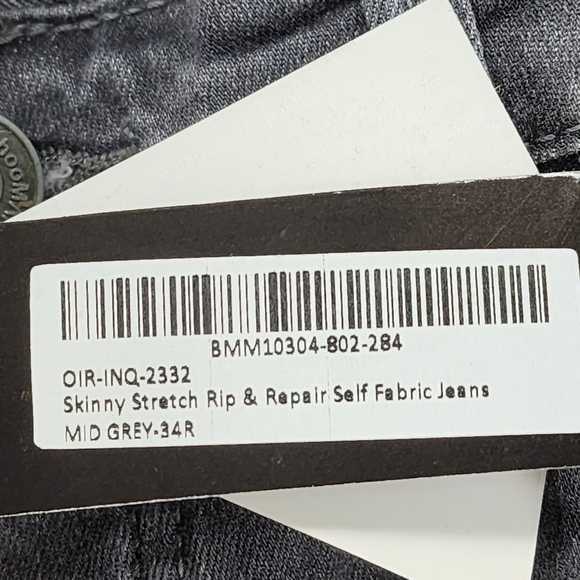 Boohoo Men's Skinny Stretch Rip & Repair Self Fabric Jeans - 34R - Picture 7 of 7